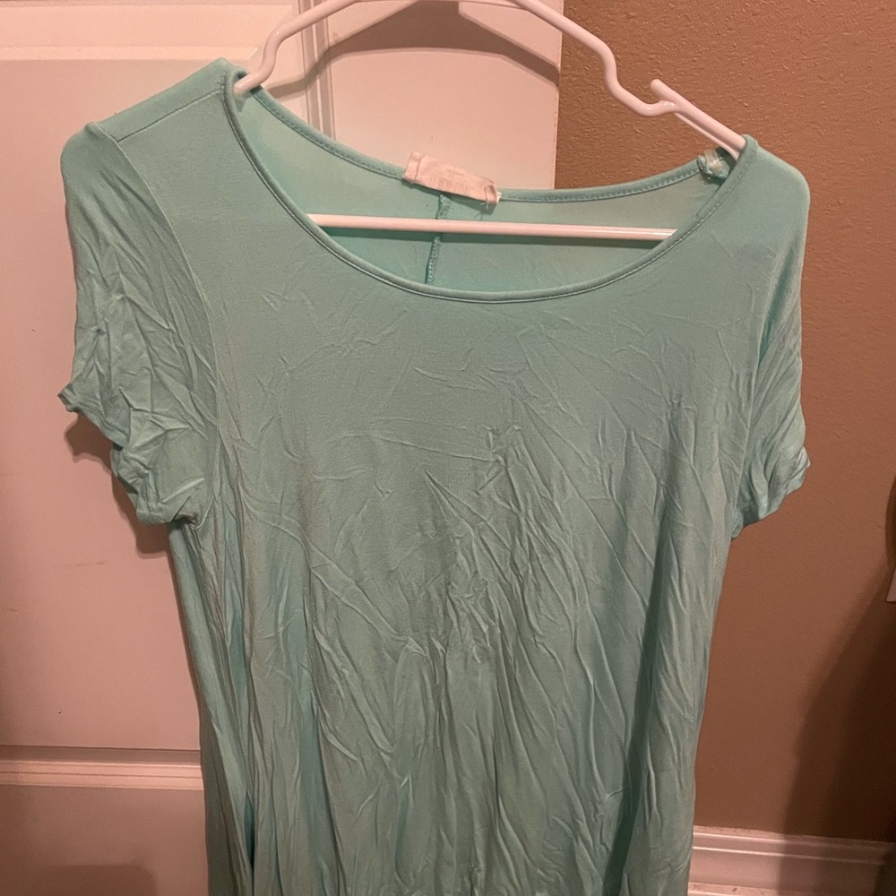 MINT GREEN PEACH LOVE T SHIRT DRESS